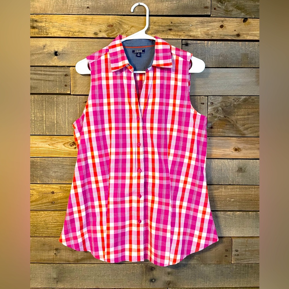 IZOD bright plaid sleeveless top- M